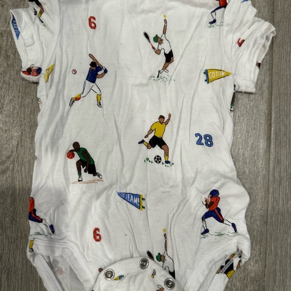 Angel Dear Other - Sports-Themed Baby Bodysuit Onesie- White